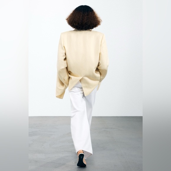 NWT ZARA MINIMAL LINEN BLAZER - Picture 5 of 15